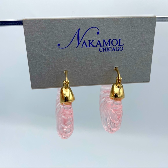 Nakamol Pink Scalloped Hoop Earrings NWT - Picture 4 of 4